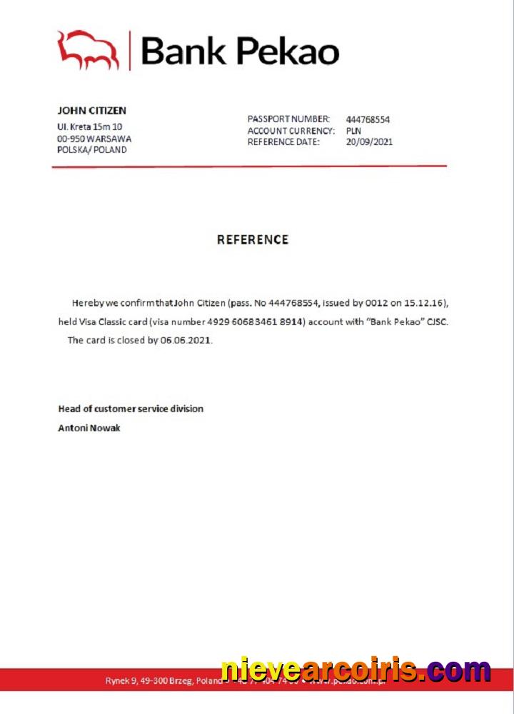 Poland Bank Pekao closure reference